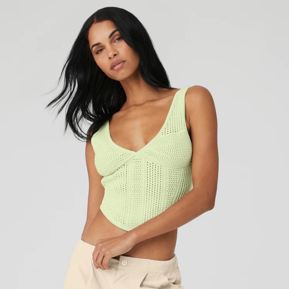 ALO-Open-Knit Chase The Sun Corset Tank
